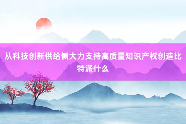 从科技创新供给侧大力支持高质量知识产权创造比特派什么