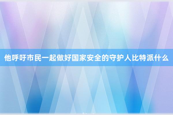 他呼吁市民一起做好国家安全的守护人比特派什么