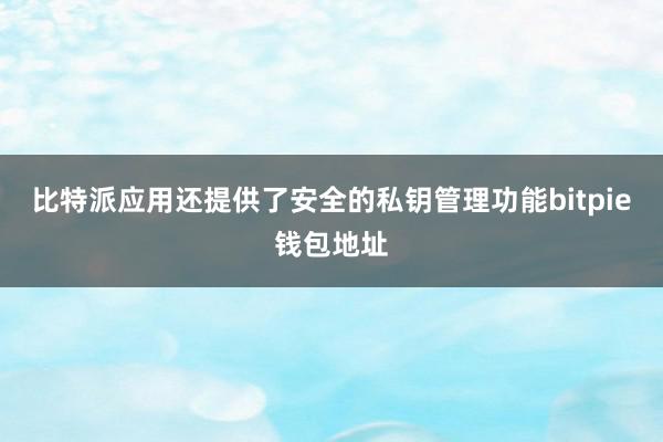 比特派应用还提供了安全的私钥管理功能bitpie钱包地址