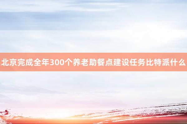 北京完成全年300个养老助餐点建设任务比特派什么